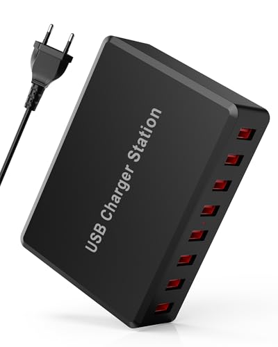 Carregador USB múltiplo, Rsydmny 50 W carregador USB carregamento rápido 8 portas, carregador móvel, USB-A estação de carregamento, USB Charging Station para iPhone 15 14 13, iPad, Samsung Galaxy S22