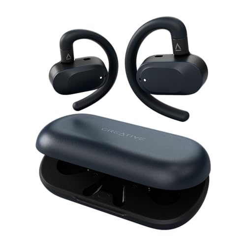 CREATIVE Outlier Go Auriculares abertos sem fios com ajuste ajustável e gancho para a orelha, até 26 horas de tempo de reprodução total, dois microfones, Bluetooth 5.4, IPX4 resistente a