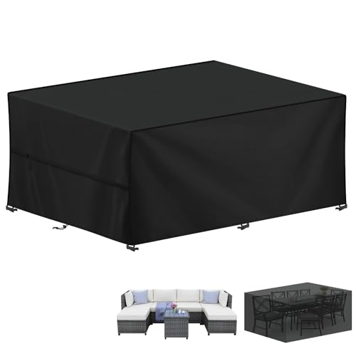 LAMUNI Capa protetora para móveis de jardim, retangular, capas para móveis de terraço, impermeável, capa de mesa exterior anti-UV, cobertura de exterior para mesas, cadeiras, sofá de jardim, 320 x 180