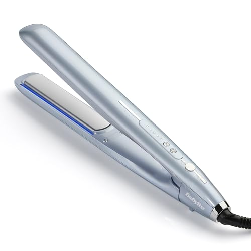 BaByliss Ferro Hydro Fusion – Tecnologia dupla iónica, anti-fricção, 5 configurações de temperatura, aquecimento rápido, desligamento automático, azul, ST573E