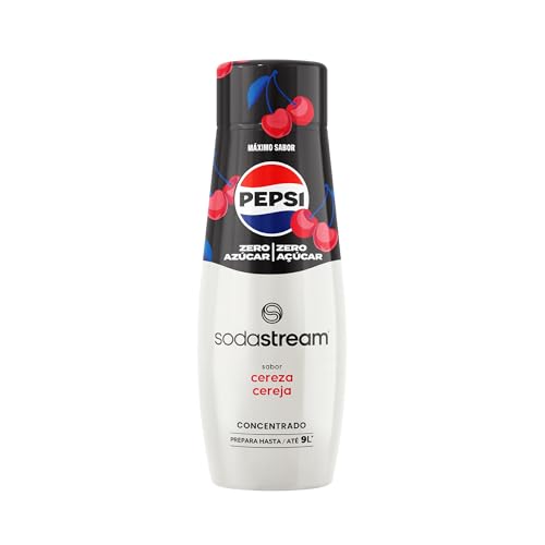 Pepsi Zero Cherry Concentrado de refrigerante, sem açúcar, prepare até 9 l de bebida, adequado para todas as máquinas de gás de água SodaStream, 440 ml