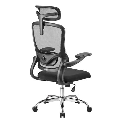 Ximstar Cadeira de escritório, cadeira de secretária ergonómica com suporte lombar, cadeira de malha com 3D apoios de braços e apoios de cabeça, cadeira para computador para escritório com rodas,
