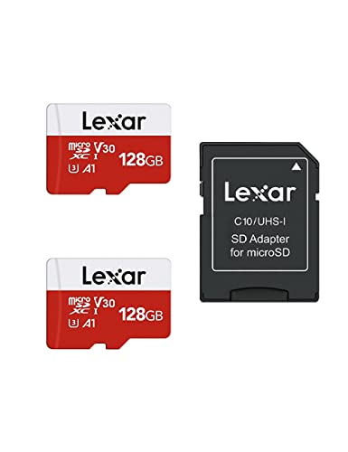 Lexar Micro SD de 128 GB, cartão micro SD de até 100 MB/s (R), cartão de memória microSDXC com adaptador SD, A1, U3, C10, V30, cartão micro SD pacote de 2