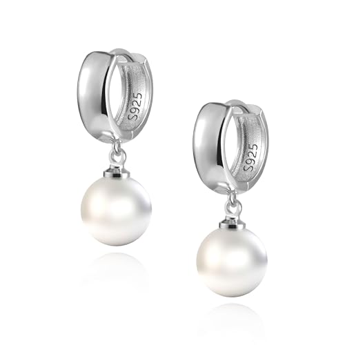 Brincos de pérolas de prata de lei 925 para mulheres e meninas, brincos de pérolas de água doce, conjunto com brincos hipoalergénicos, pequenas cartilagens