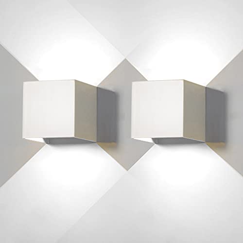 2 peças aplique de parede exterior LED candeeiros de parede interior moderno branco 6 W 6500 K branco frio IP65 impermeável quadrado de alumínio ângulo de luz ajustável de design e fácil de instalar