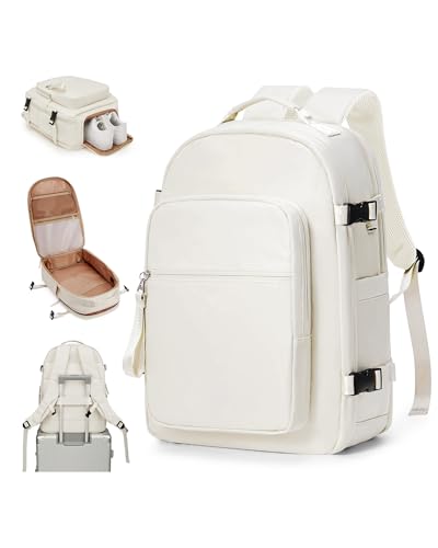 bergsalz Mochila mala viagem cabine avião 40 x 20 x 25 mochila bagagem de mão mulher mochila viagem cabine avião 45 x 36 x 20 homem mochila portátil 15,6, C-branco