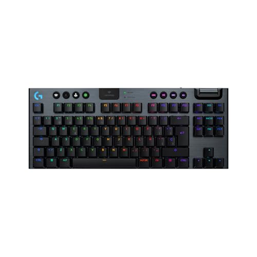 Logitech G G915 X LIGHTSPEED TKL Teclado para gaming sem fios de perfil baixo, teclas PBT de moldagem dupla, teclas totalmente programáveis, linear vermelho GL - PC/Mac, QWERTY US INT'L - preto