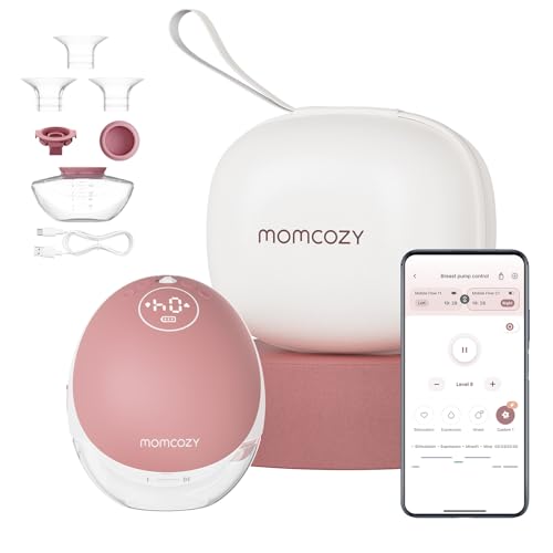 Momcozy Lanches mãos livres Mobile Flow | M9 melhorado, elétrico e controlado por App, vários modos e 15 níveis, saquinhos portátil, 24 mm (1, vermelho)