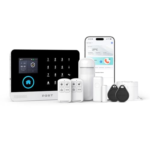 PGST Sistema de alarme 2G gsm WiFi, compatível com controlo remoto, kit de segurança para casa com Smart Life App 8 peças, sistema anti-roubo sem fios 120DB, compatível com Alexa, Google Home