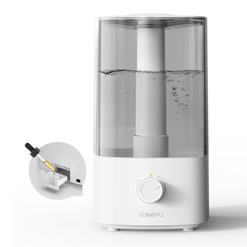 CONOPU 4 L, humidificador silencioso, humidificador de ar de grande capacidade para bebés e plantas, 300 ml/h para quartos, branco