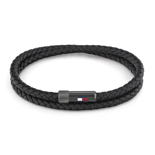 Tommy Hilfiger Jewelry Pulseira de couro para homem com fecho magnético