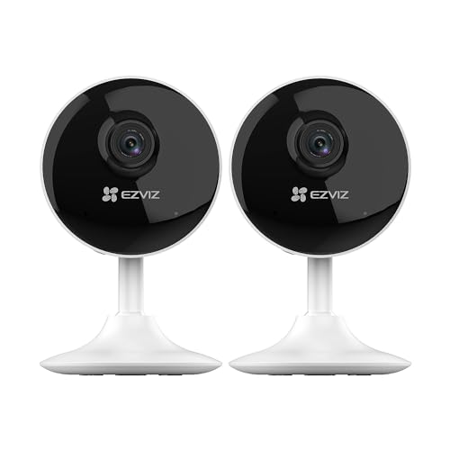 EZVIZ Kit de 2 câmaras de vigilância interior 1080p IP câmara de segurança com visão noturna, 2,4 GHz Detecção de movimento Wi-Fi, áudio bidirecional, monitor de bebé, C1C 2 PK