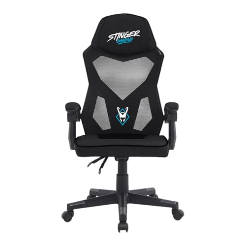 Woxter Sense Black - Cadeira Gaming (Eixo de aço, elevação por pistão de gás, malha respirável, apoio de braços, encosto ajustável em altura e inclinação, suporte lombar)