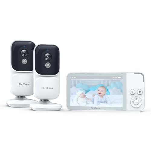 Dr.Care NeoView Vigilante para bebés com câmara dupla, monitor de 3,5" para bebé, áudio bidirecional, visão noturna, VOX, sensor de temperatura, anas, clipe cinto, câmara de vigilância sem WiFi