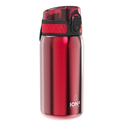 Ion8 Leak Proof Kids Water Bottle, Stainless Steel, cinzento, 400 ml (13 oz)