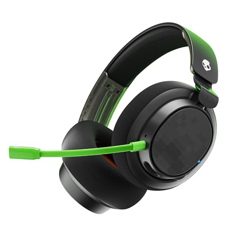 Skullcandy SLYR Pro Capacetes de Gaming Over-Ear sem fios multiplataforma com transmissor USB-A de latência muito baixa, compatíveis com Xbox, PC, Nintendo Switch ou Playstation - Black/Green