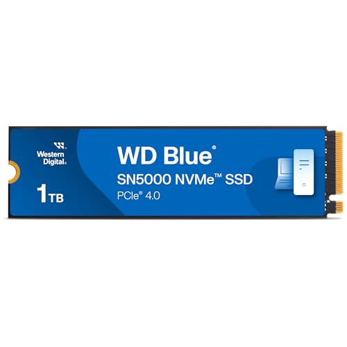 WD Blue SN5000 M.2 2280 NVMe SSD 1TB, disco rígido SSD com velocidade até 5150 MB/s, PCIe Gen4, nCache Technology, Acronis True Image migração de discos e clonação