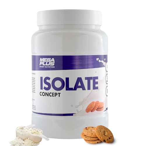 Proteina Proteína isolate concept 100% mega Plus, proteção em pó para batidos, proteínas para massa muscular, sem glúten, sem açúcar, proteínas 1 kg (Cookie, 1 kg)