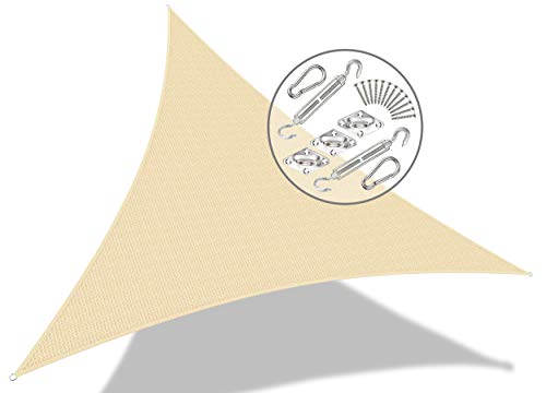 VOUNOT Toldo solar, 5 x 5 x 5 m, inclui 19 kits de montagem, proteção contra raios UV e HDPE respirável, para exterior, jardim, pátio, marfim