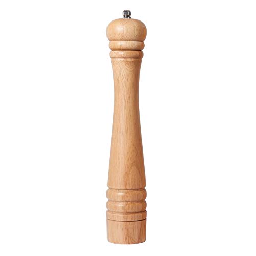 DeroTeno Moedor de pimenta. Moedor de cerâmica duro e ajustável. Madeira de borracha, altura de 30 cm