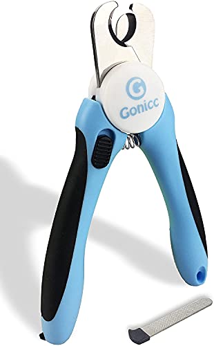 gonicc Corta-unhas para cães, corta-unhas para gatos, de aço inoxidável, com protetor e bloqueio de segurança, para o cuidado das unhas para cães, gatos, animais (inclui lima de unhas)