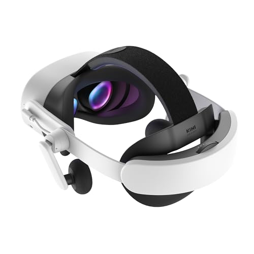 KIWI design K4 Duo AIO Correia de cabeça com áudio e confortável com bateria para meta/Oculus Quest 3/3S DualFast carregamento auriculares, acessórios VR com design equilibrado