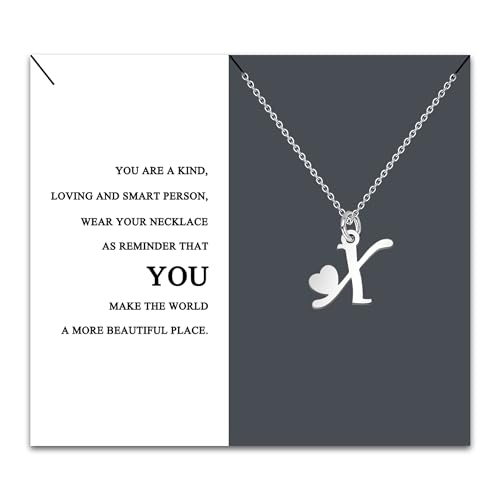 HEYEJET Colar inicial original aço inoxidável, colar mulher com pingente letra A-Z pequenas - bijuteria presente mãe filha aniversário namorada ou amigas presente com cartão inspiradora