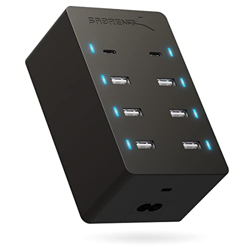 SABRENT Estação de carregamento móvel USB tipo A 2 USB tipo C PD | carregamento rápido 100 W | certificado UL | Tecnologia Smart-Port, compatível com Samsung, lPhone, lPad e muito mais [AX-ADPD]