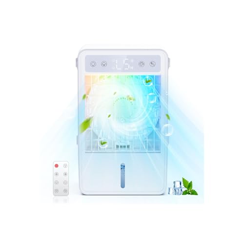 Ar condicionado portátil silencioso de 1500 ml, refrigerador de ar USB, mini ar condicionado controlo remoto, 5 velocidades, temporizador 2-10H, luz LED RGB - ideal para quarto / escritório