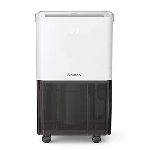 SHINCO Deshumidificador de ar silencioso 10 l/dia, para Max 15 polegadas, função de desumidificação, purificação, secadora, temporizador 24 h, reservatório de água transparente, fácil de controlar