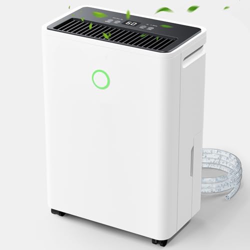 Deshumidificador elétrico 12 l/dia, desumidificadores de humidade silencioso com sensor de humidade automático, ecrã digital, drenagem contínua, temporizador, ideal para apartamento, porão