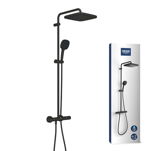 GROHE Vitalio Comfort 250 Quickfix, sistema de chuveiro com termostato incorporado 2 jatos (Rain, Jet), preto mate 266962431