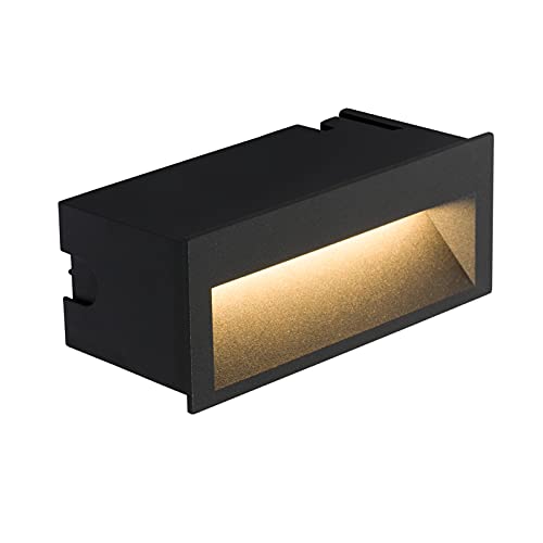 DAWALIGHT Luzes exteriores embutidas LED 4 W 3000 K branco quente, luz escadas exterior IP65 impermeável, aplique parede led exterior para corredores, degraus, caminho, alumínio, cinzento escuro