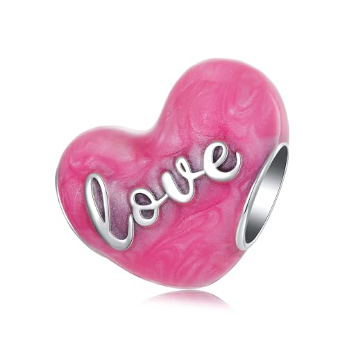 NINGAN Charm ciondolo in argento sterling 925 'I Love You 'Zircone lucido pendente a forma di cuore Adatto per collana del braccialetto delle donne San Valentino presente della festa della mamma