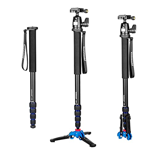 Monopie de alumínio para câmara Koolehaoda com base de suporte e cabeça esférica K-09 para câmara DSLR Canon Nikon. Altura máxima estendida: 175 cm