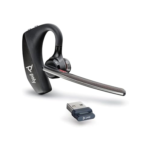 Poly Voyager 5200UC Wireless Headset & Charging Cradle (Plantronics), auricular de ouvido único (mono) com microfone com cancelamento de ruído - conecta-se ao telemóvel/mac/PC via Bluetooth