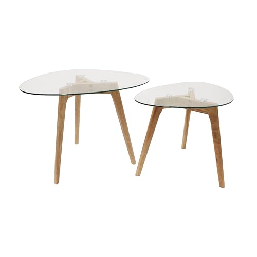 HOME DECO FACTORY The CMHD3212 Set 2 mesas ninho de vidro, madeira, 60 x 45 x 43 cm
