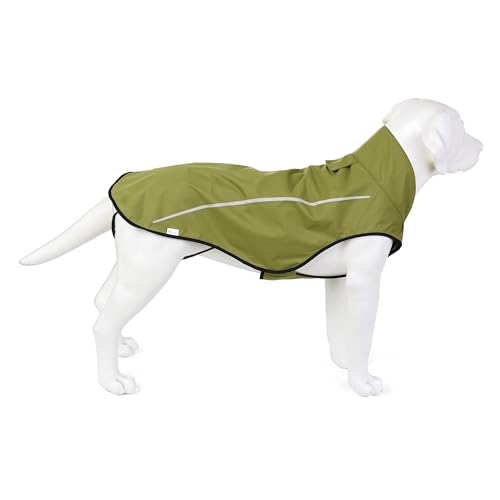 Milha de vida alta | Capa de chuva para cães, roupa para animais de estimação ajustável e impermeável, casaco impermeável leve com riscas refletoras, fácil de colocar (amarelo lima, S)