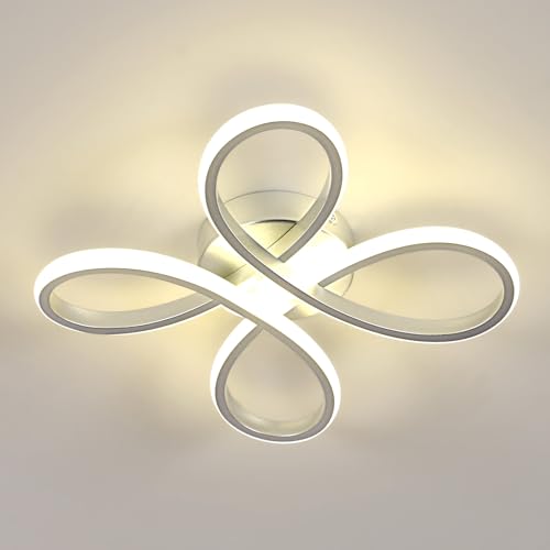 SENQIU Candeeiro de teto LED, 30 W 3375LM moderno design flor padrão luz LED, luz de teto prata para sala de quarto, cozinha casa de banho, luz neutra 4500 K, 30 cm