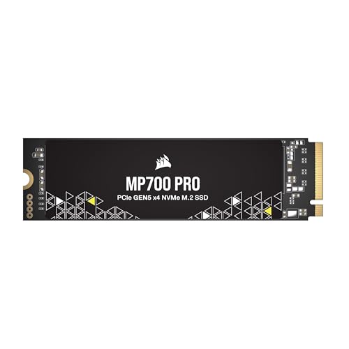 Corsair MP700 Pro 1TB SSD NVMe 2,0 M.2 PCIe Gen5 x4 de 1 TB - M.2 2280, leitura sequencial até 11.700 MB/s, NAND TLC de alta densidade, preto