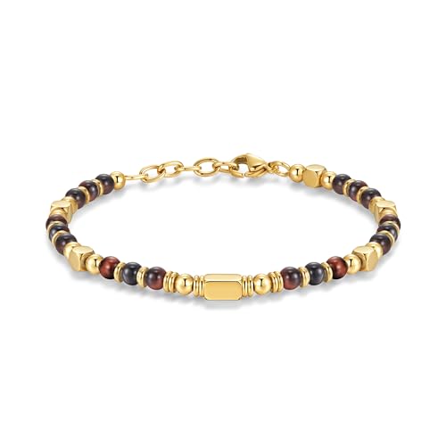 SIUMAL Pulseira de mulher, pulseira boémia de pedra natural em aço inoxidável para mulher, presente de aniversário, presente de Natal para mãe