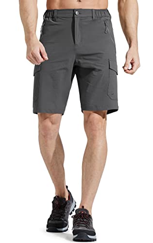 Comallan Calções para homem secagem rápida calções trekking caminhadas cargo trabalho curtos e com bolsos com fecho de correr