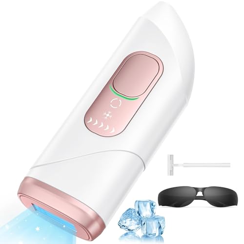 Depiladora a laser com função de refrigeração de gelo, 600 NM - 1200 NM onda de luz vermelha, luz de pressão ilimitada, máquina de depilação luz de pressão para inglês, axilas, rosto, corpo