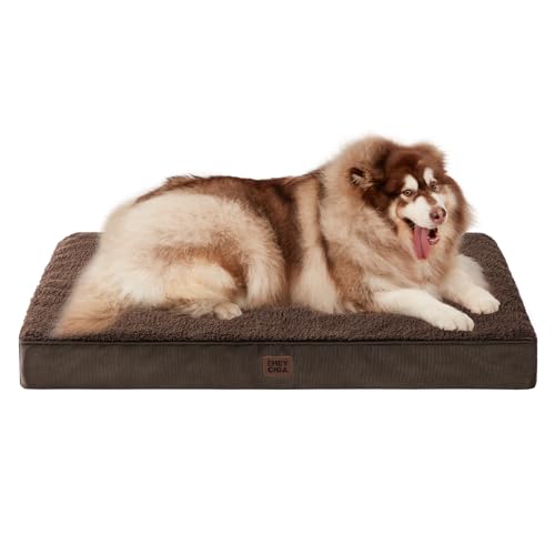 EHEYCIGA Cama cães extra grande XXL ortopédica, 120 x 74 x 9 cm colchão cão com espuma de caixa de ovos, tapete lavável cão, cão cão, castanho