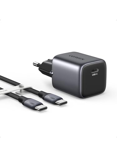UGREEN Nexode 30 W Carregador USB C GAN com cabo Type C silicone de 1 m para Google Pixel 7 Pro 6A, dji Mini 3, carregamento rápido compatível iPhone 16 15 14 13, iPad, Galaxy S23/S22/S21