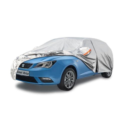 Kayme Capa de carro exterior, compatível com Seat Ibiza (1993-2025), capa para carro impermeável, respirável, anti-UV, anti-pó, de 6 camadas, cobertura de carro com fecho de correr e forro de algodão.