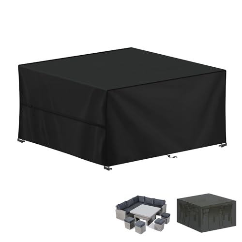 LAMUNI Capa para móveis de exterior, capa de mesa de jardim, impermeável, tecido Oxford 420D, capa protetora para móveis de jardim, anti-UV, capa para mesa de jardim, retangular, 150 x 120 x 90 cm