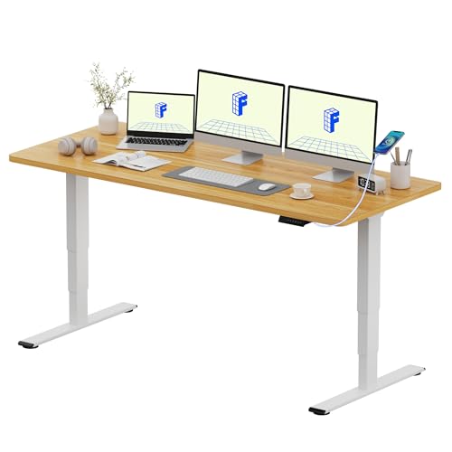 FLEXISPOT EC5 Plus Mesa elétrica elevável com motor duplo, porta USB, com placa inteira e 3 colunas, 120 kg de carga, 4 memórias, mesa elevável para trabalho e casa, 180 x 80 cm, Bordo