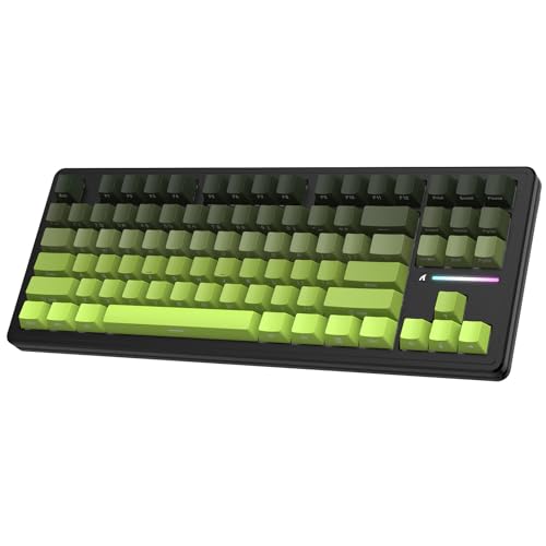 ATTACK SHARK M87PRO Teclado mecânico sem fios para jogos Tkl, BT5.0/2.4G/USB-C com cabo, teclado RGB com troca quente, design dos EUA. EUA, impressão lateral com gradiente - Matcha