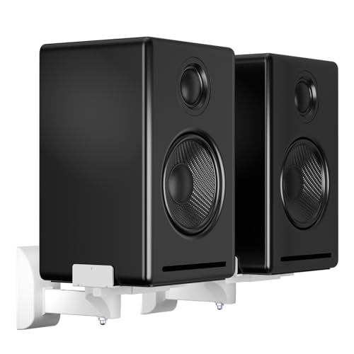 suptek 2 Suporte de parede para alto-falantes, suporte universal por Bose/Editor: Hivi/JBL/Sony, capacidade de carga até 30 kg, incline-se para cima e para baixo e gire - SPM201XLW (branco)